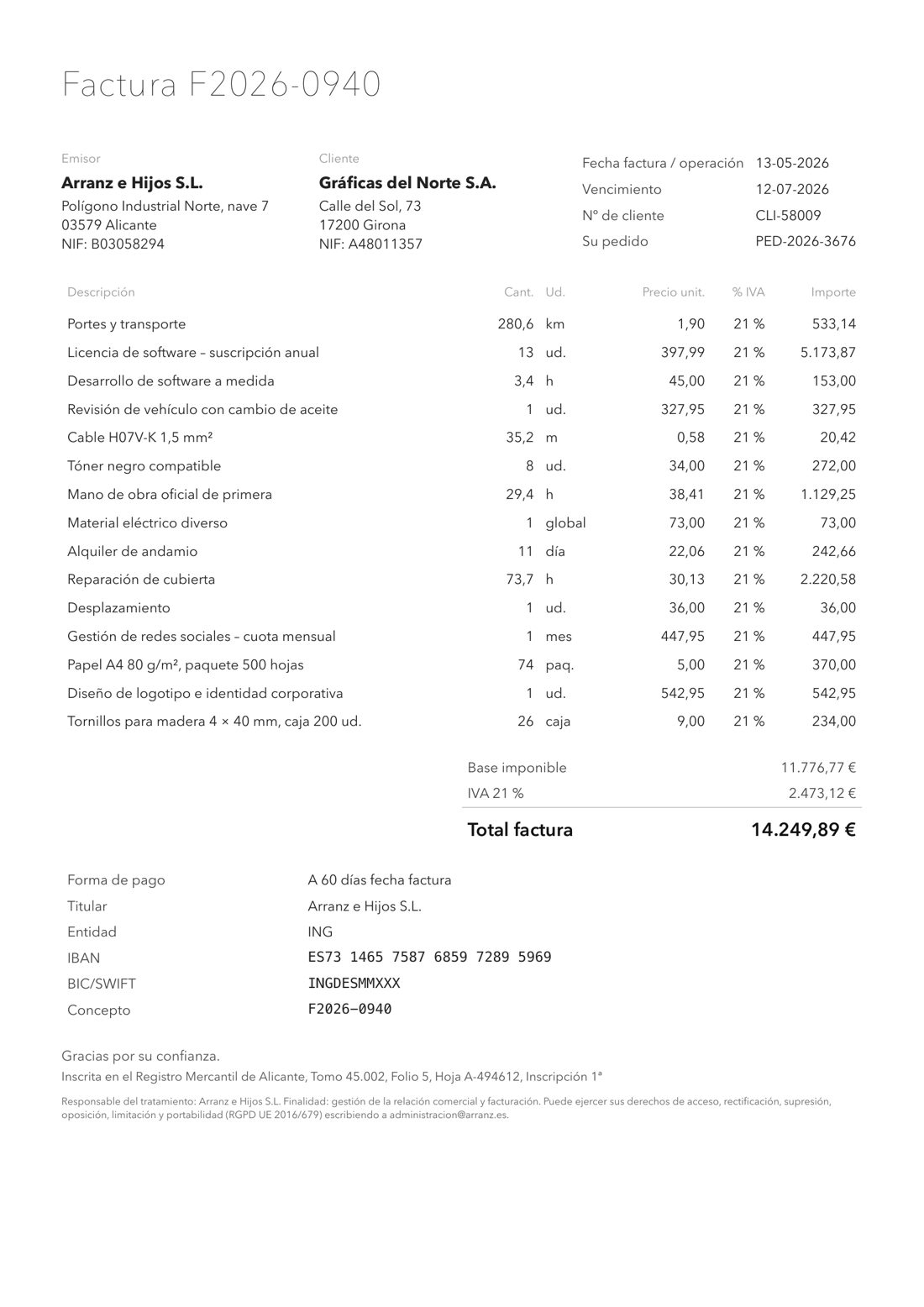 Arranz e Hijos S.L. · F2026-0940