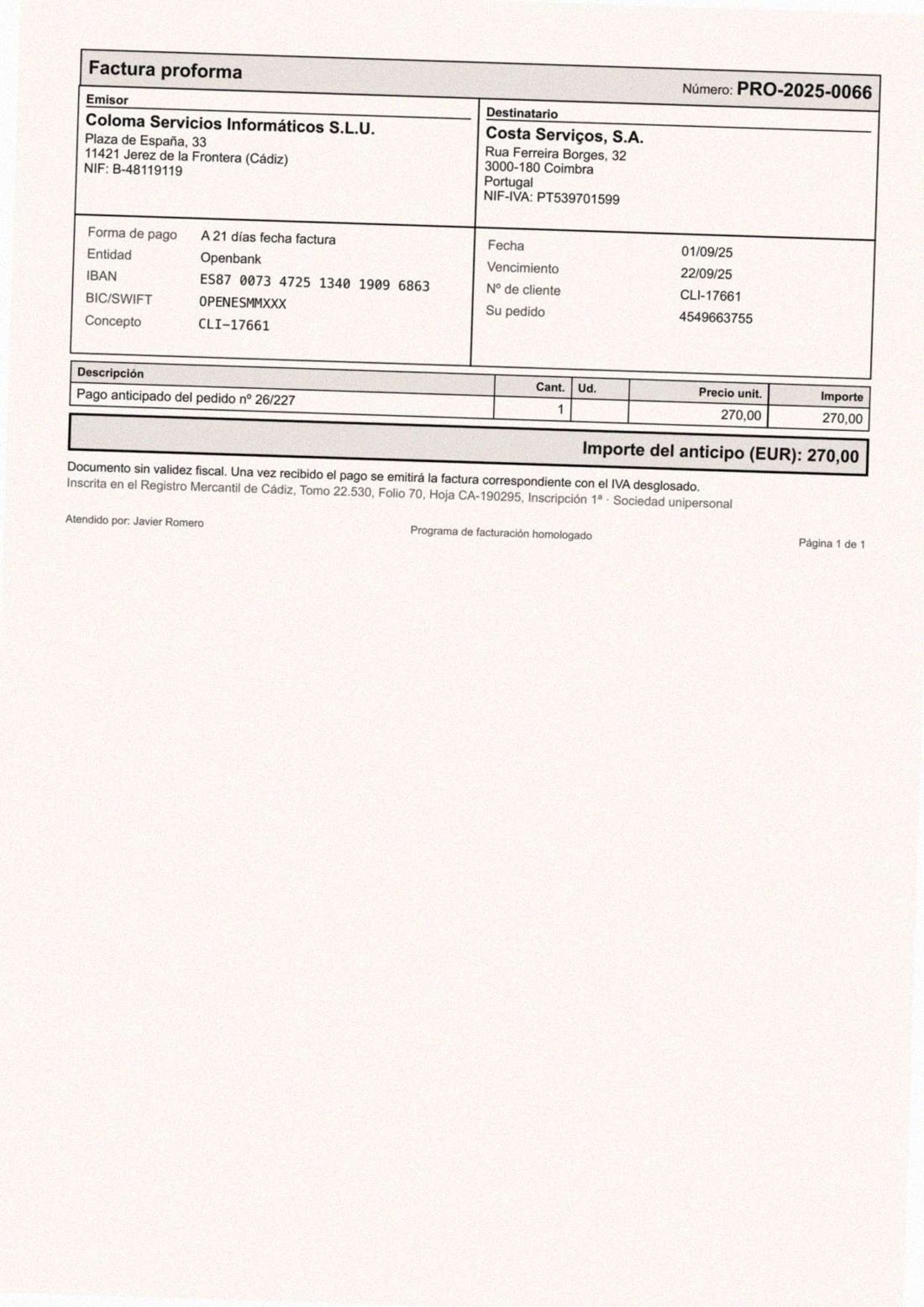 Coloma Servicios Informáticos S.L.U. · PRO-2025-0066