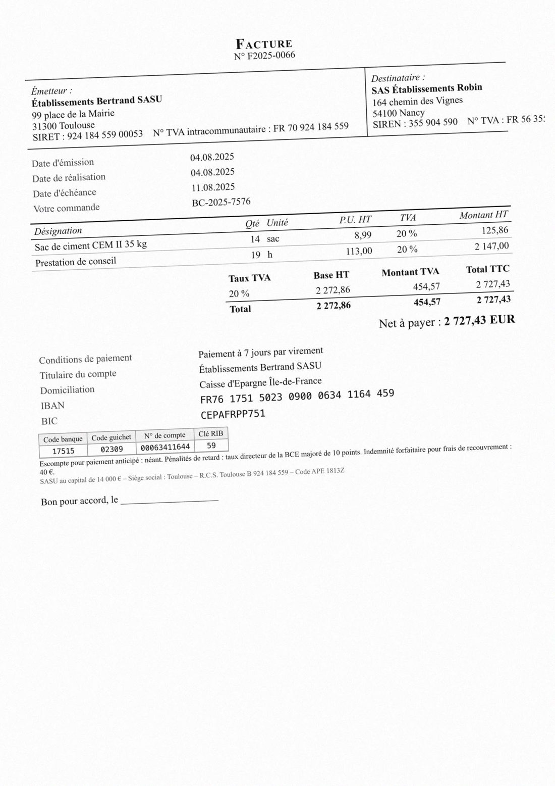 Établissements Bertrand SASU · F2025-0066