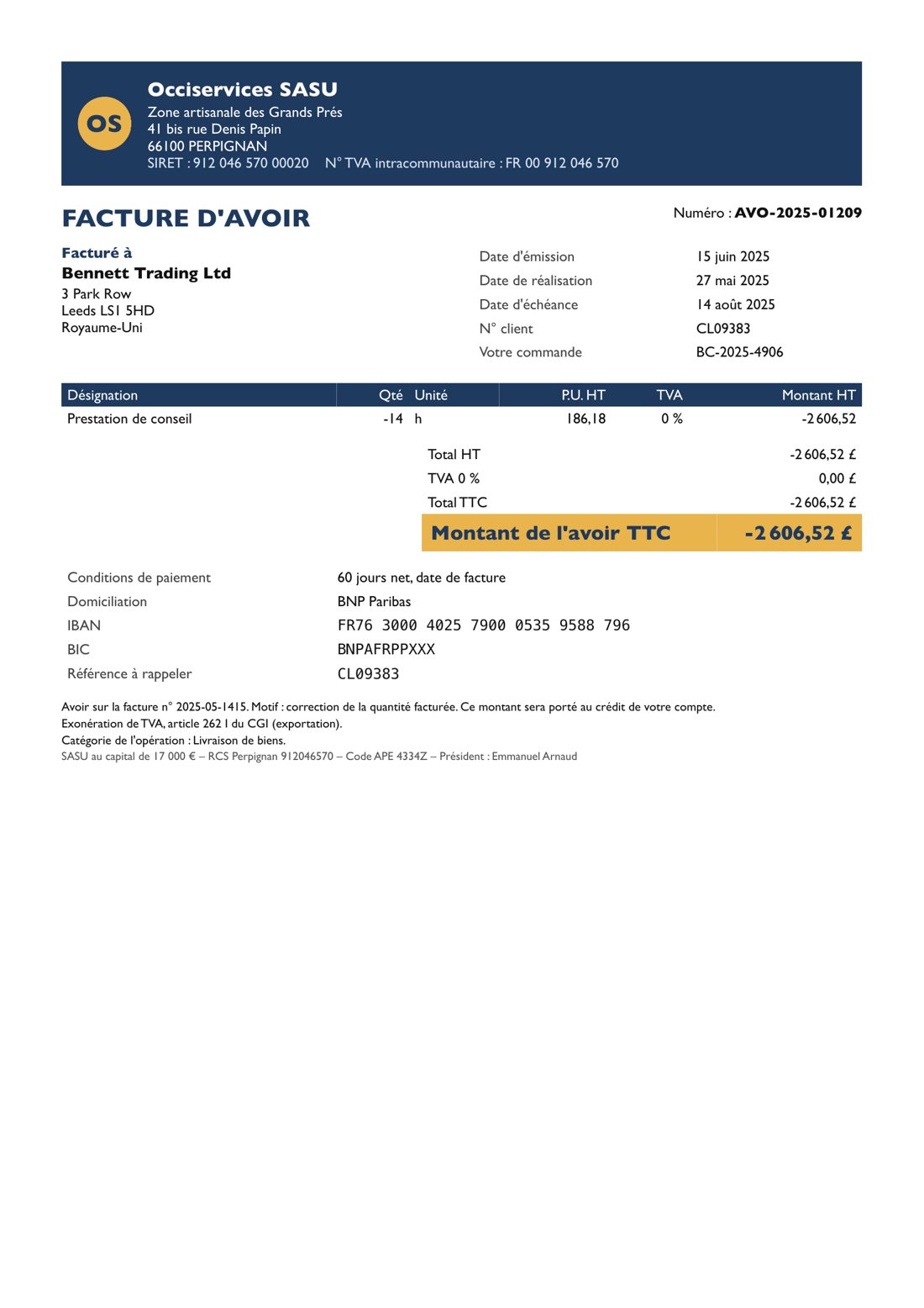 Occiservices SASU · AVO-2025-01209